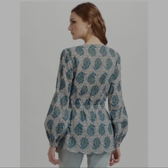 Tory Burch‎ Evaline Floral Voile Long Sleeve Blouse Size 2 - Picture 2 of 13